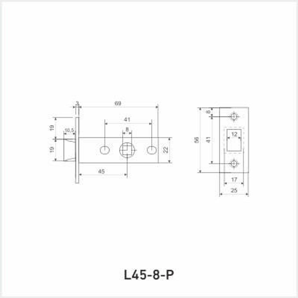 Защелка Аллюр АРТ L-45-8-Р MBN графит ТЕФЛОН