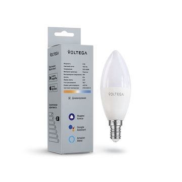 Умная светодиодная лампа Wi-Fi Candle E14 5W 2700K-6500K MIX DIM (2427) VG-C37E14cct-WIFI-5W Voltega