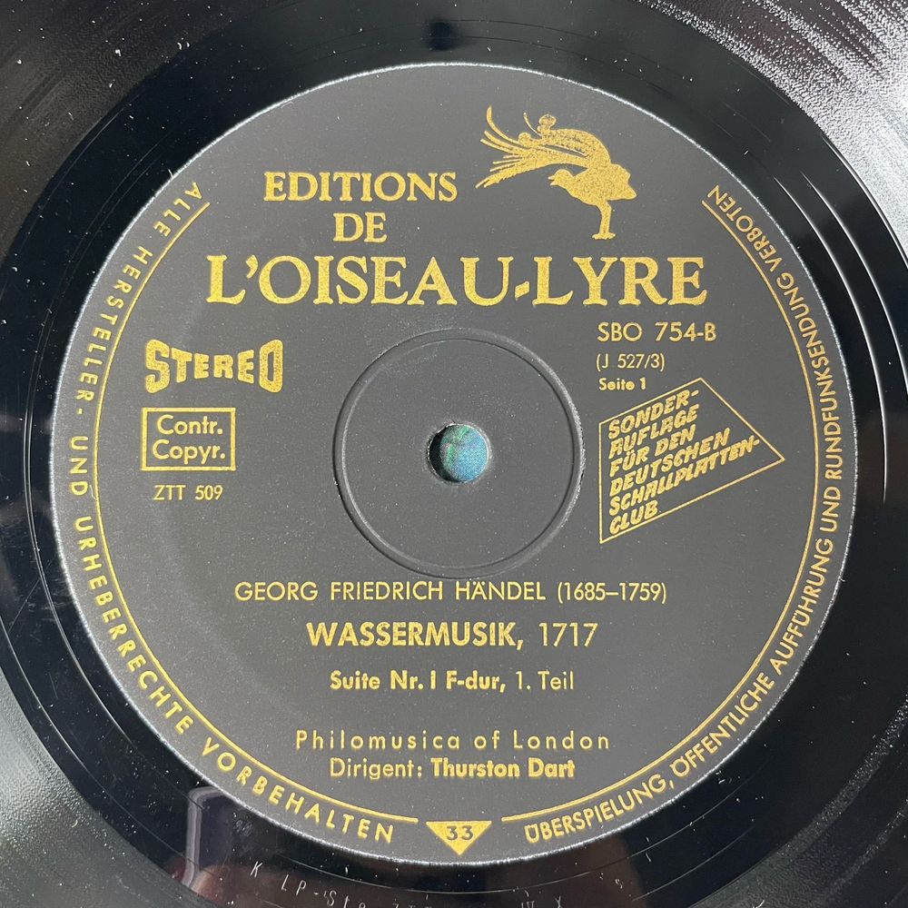 Винтажная виниловая пластинка LP Georg Friedrich Handel Гендель, Philomusica Of London, Thurston Dart Die Wassermusik Von 1717 Музыка На Воде (Германия 1976)