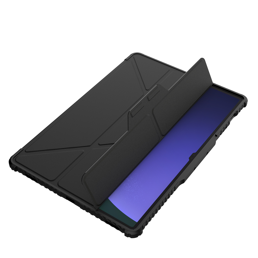 Чехол книжка от Nillkin для планшета Samsung Galaxy Tab S9 Ultra и Tab S10 Ultra, серия Bumper Pro Case-Multi Angle Folding Style, с защитной шторкой для камеры