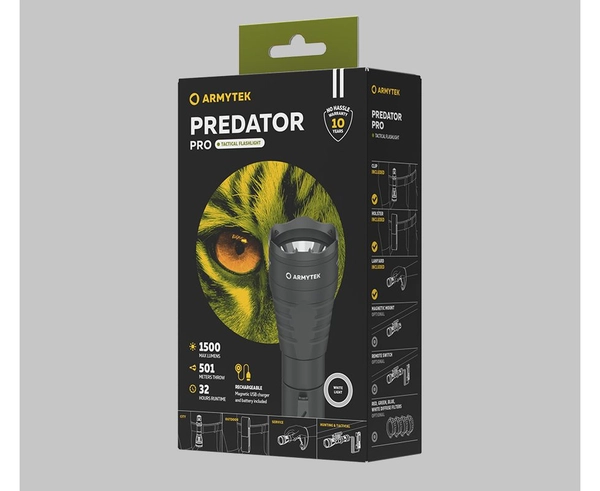 Фонарь Armytek Predator Pro Magnet USB Белый F07301C
