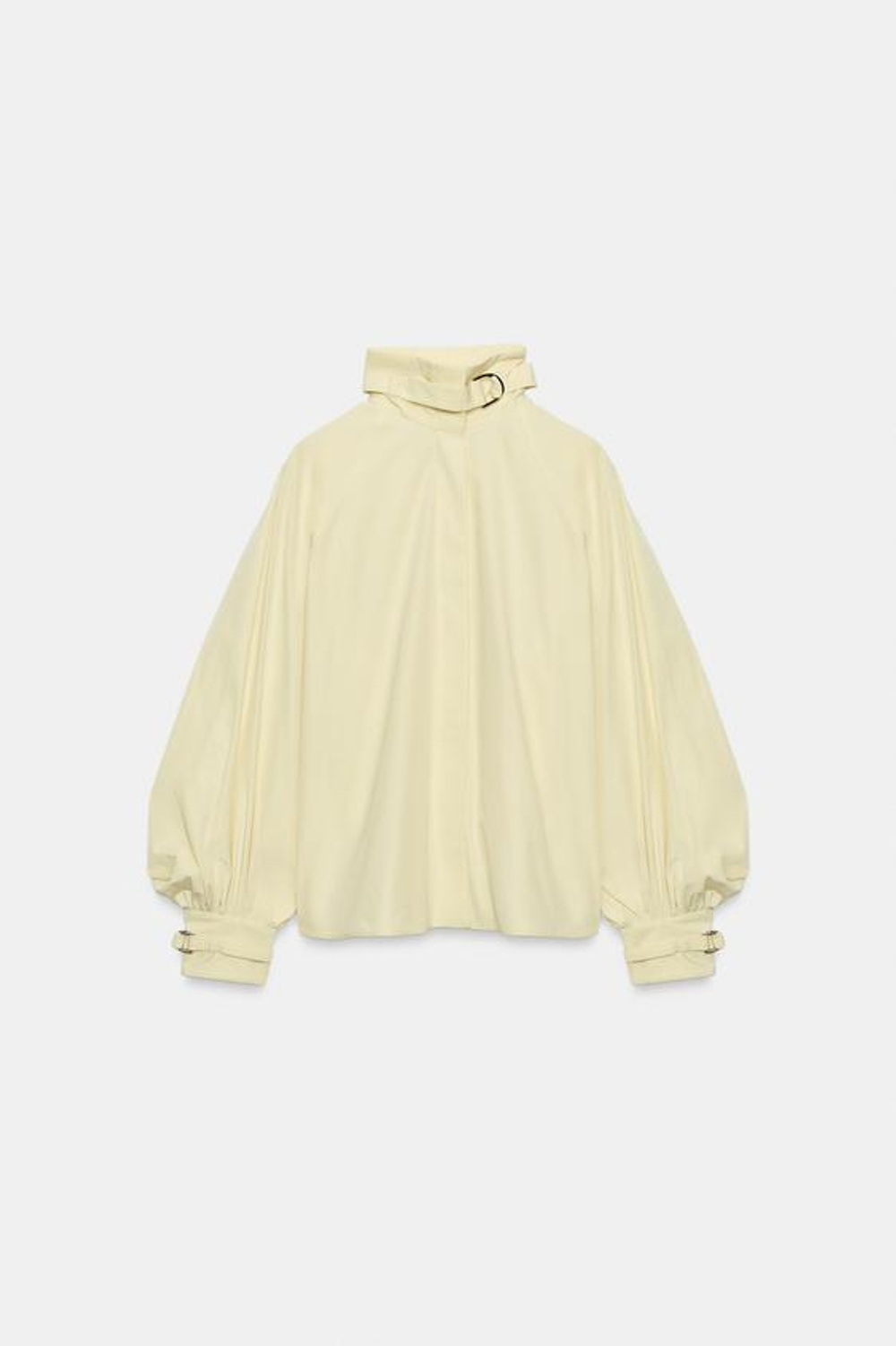 ZARA РУБАШКА ИЗ ПОПЛИНА С ПРЯЖКАМИ, СВЕТЛО-ЖЕЛТЫЙ