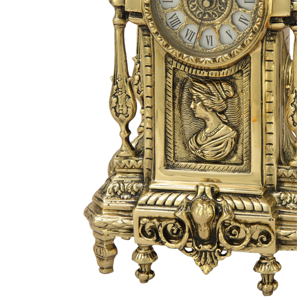 Bello De Bronze Часы "Дон Луи" c женским профилем каминные бронзовые