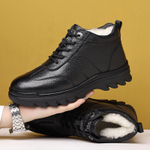 CHENGSHILUOTUO Top Grain Cow Leather Mid top Elderly Insulated Shoes Men"s
