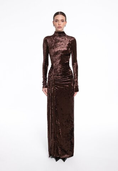 «SCULPTING velvet dress» Платье из эластичного бархата с разрезом.