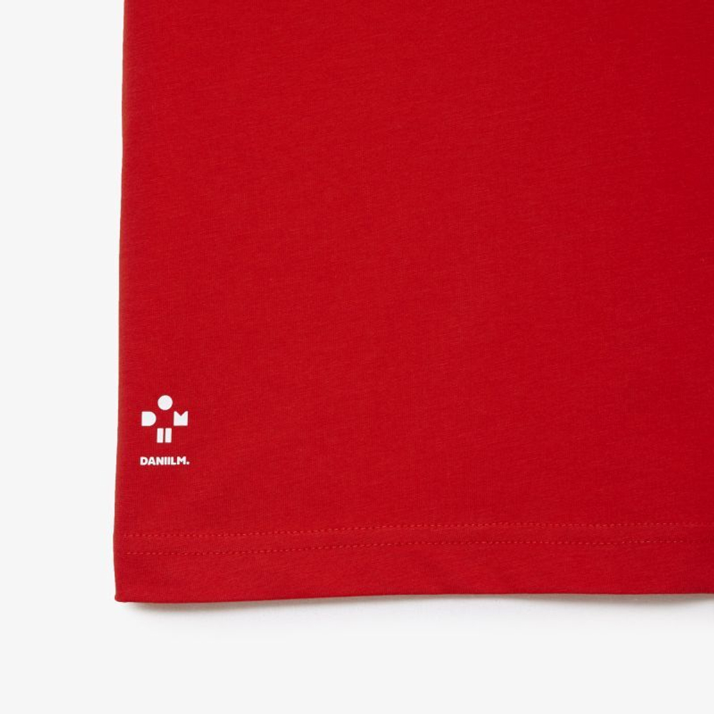 Мужская теннисная футболка Lacoste SPORT x Daniil Medvedev Jersey T-Shirt - pink/red/blue