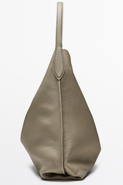 Massimo Dutti Мини-сумка через плечо из кожи наппа, серо-коричневый