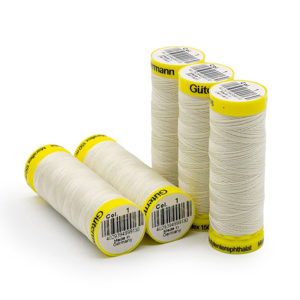 Нитки для трикотажа Gutermann Maraflex 120 (150 метров), 5 кат. | _001 молочный (сумрачно-белый)