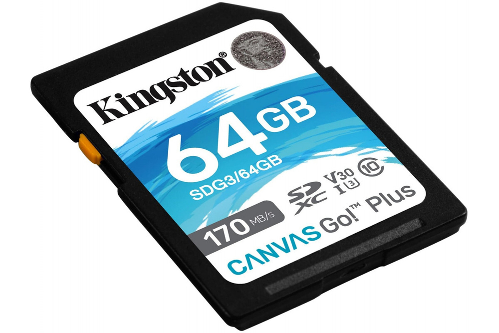 Карта памяти Kingston SDXC Canvas Go Plus Class 10 UHS-I U3 (170/70MB/s) 64GB