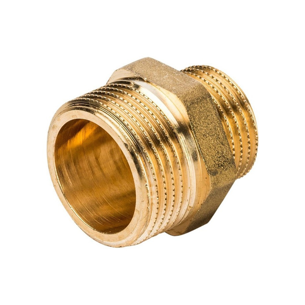 Ниппель редукционный STOUT SFT 0003 - 3/4" x 1/2" (для стальных труб, латунь без покрытия)