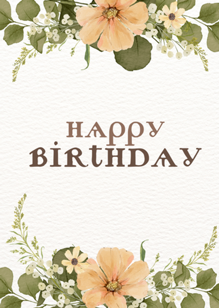 Открытка А6 «Happy Birthday» с нежными цветами