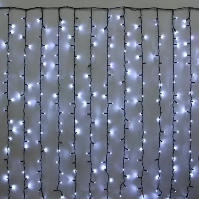 Гирлянда для улицы ЗАНАВЕС «Мерцание» ш2* в6,0 м 960 ламп LED, чёрный провод,1 реж.,IP-65, Белый (возможность соединения)