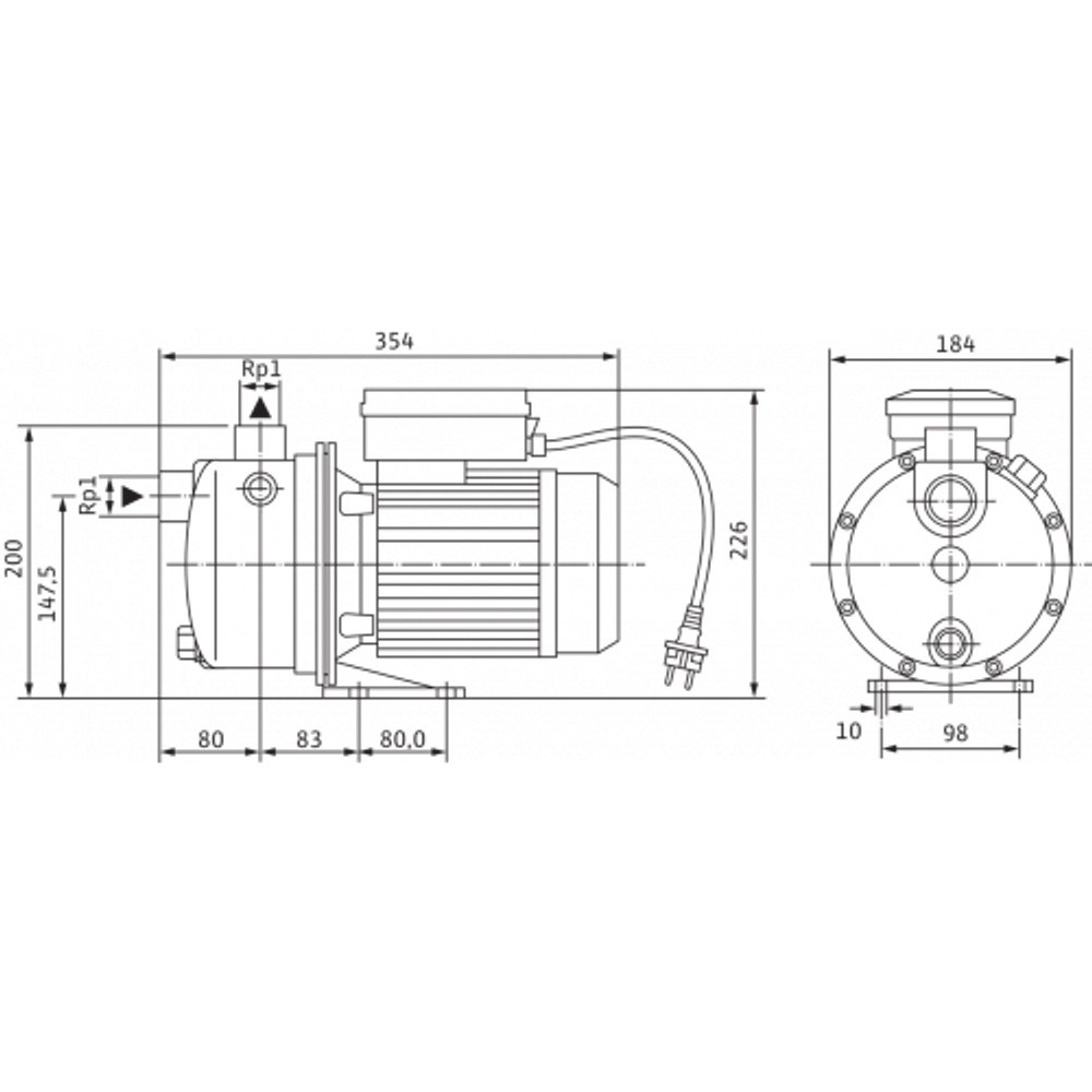 Самовсасывающий одноступенчатый центробежный насос WJ-203-X-EM