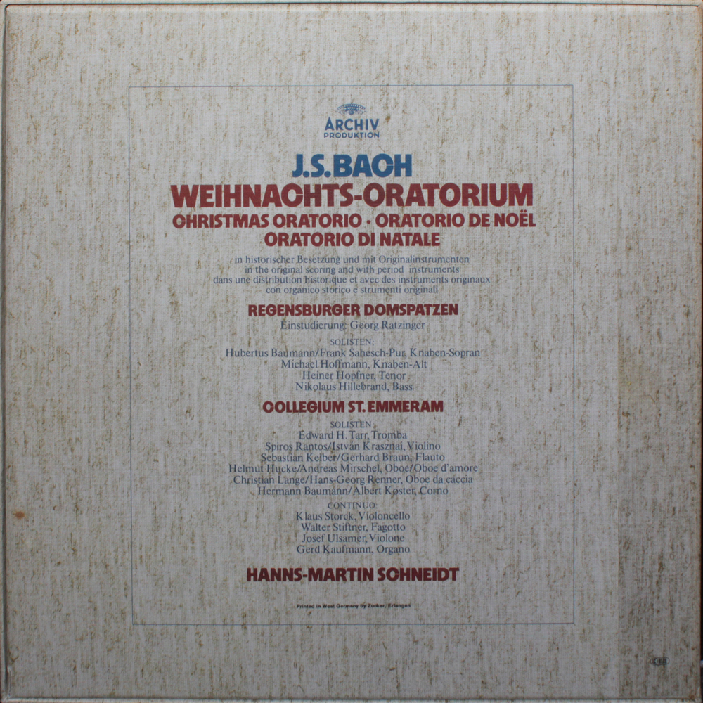 Regensburger Domspatzen, Hanns-Martin Schneidt / J.S. Bach: Weihnachts-oratorium (3LP)