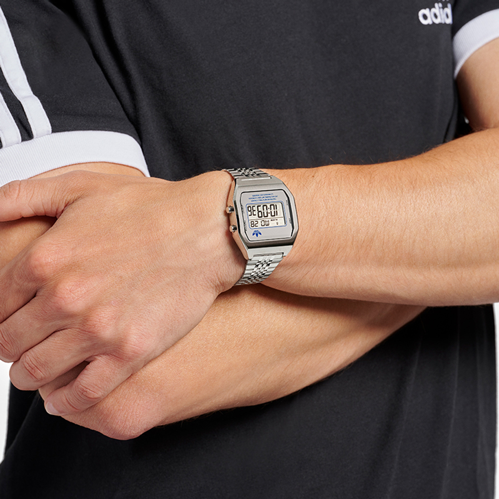 Adidas Originals Wrist Watch Electronic Movement Stainless Steel Strap Gray Dial Unisex 50m Water Resistant