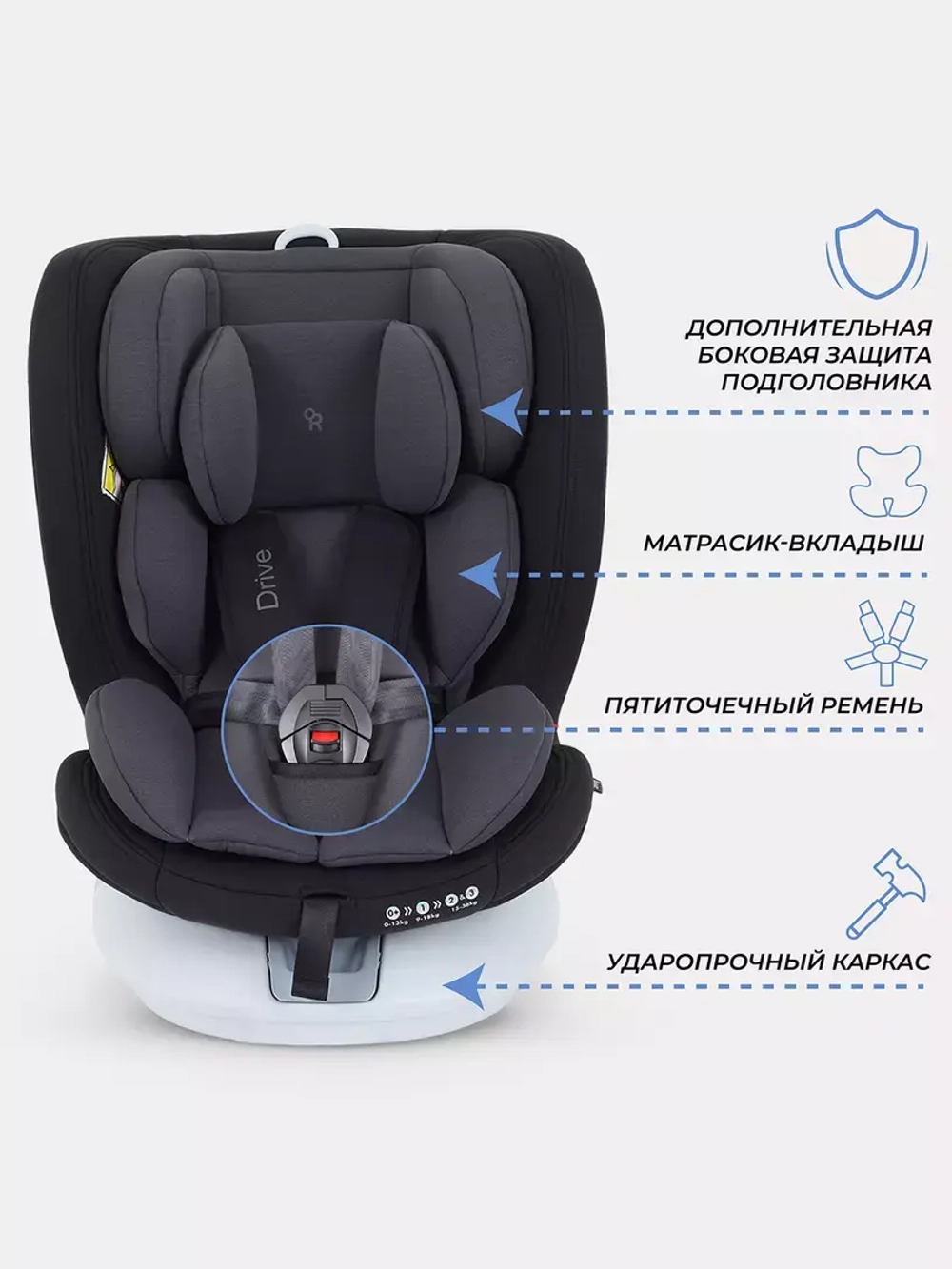 Автокресло RANT LB619 "DRIVE" isofix (Grey) группа 0-1-2-3 (0-36 кг)