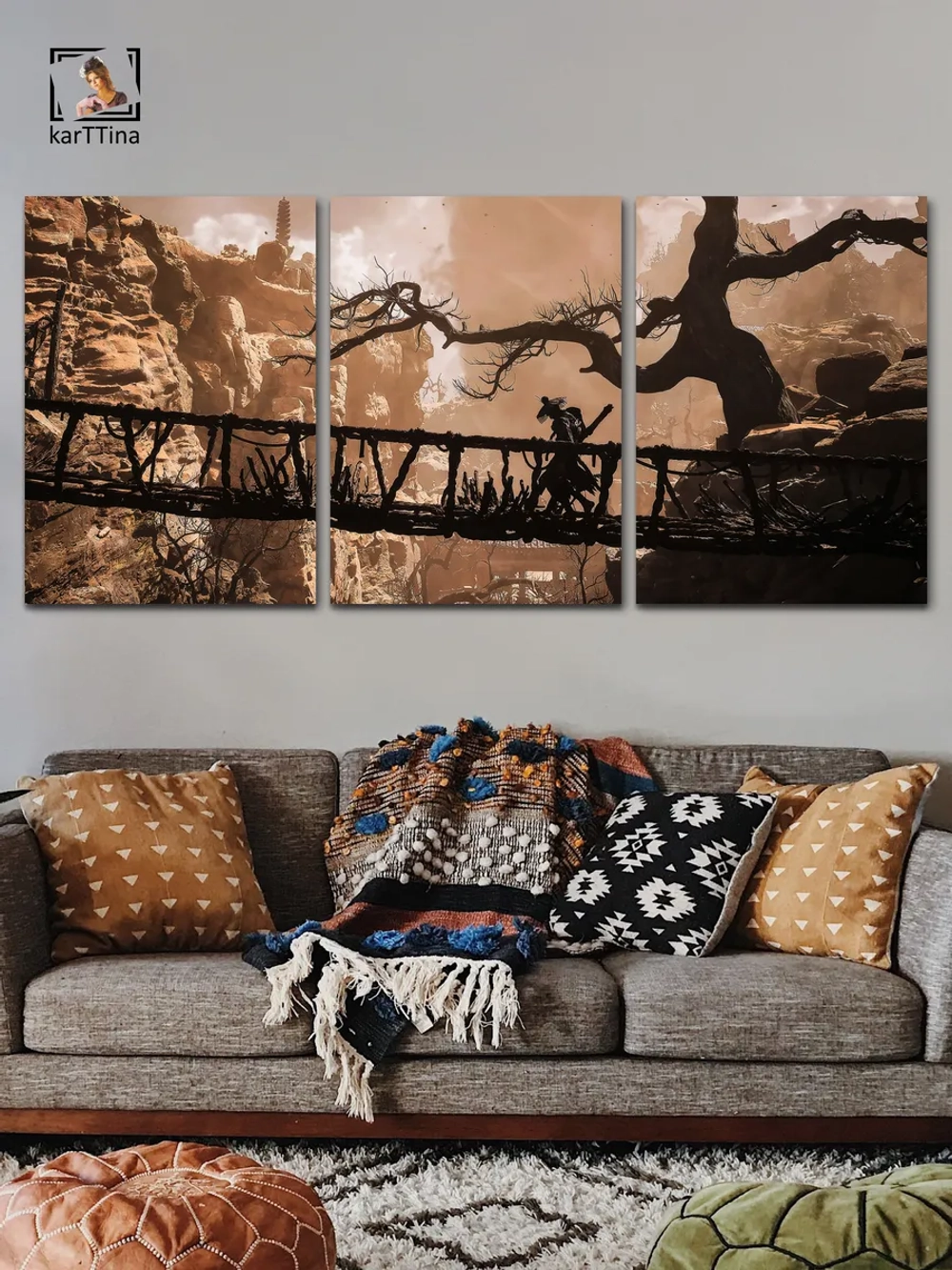 Модульная картина "Black Myth Wukong Bridge" 150х70см