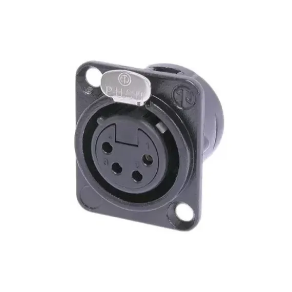 Neutrik NC4FD-L-BAG-1 панельный разъем XLR female черненый корпус 4 контакта