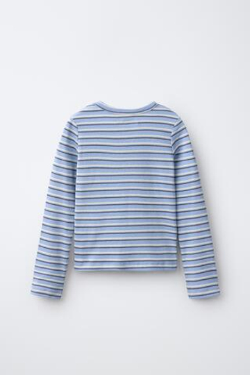 ZARA ЛОНГСЛИВ В РУБЧИК В ПОЛОСКУ С V-ВЫРЕЗОМ, ПОЛОСКИ