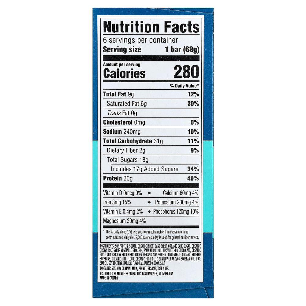 Clif Bar, Builders Protein Bar, Chocolatey Mint, 6 Bars, 2.4 oz (68 g) Each