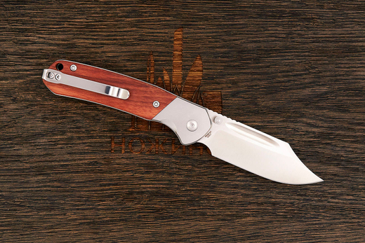 Нож складной CJRB J1942-RW Pyrite Bowie, клинок 80мм, сталь AR-RPM9, рукоять: дерево, сталь