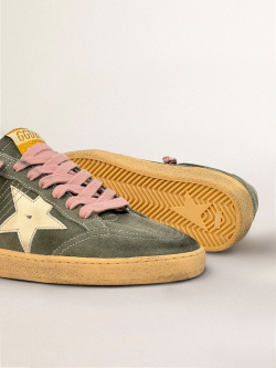 Ball Star green suede with gold leather star and heel tab