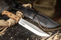 Нож Kizlyar Supreme Bastardo (StoneWash, Walnut Handle, Leather Sheath)