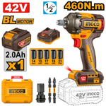 Аккумуляторный бесщёточный ударный гайковёрт INGCO CIWLI42461 INDUSTRIAL 42 В 1/2" 460 Нм