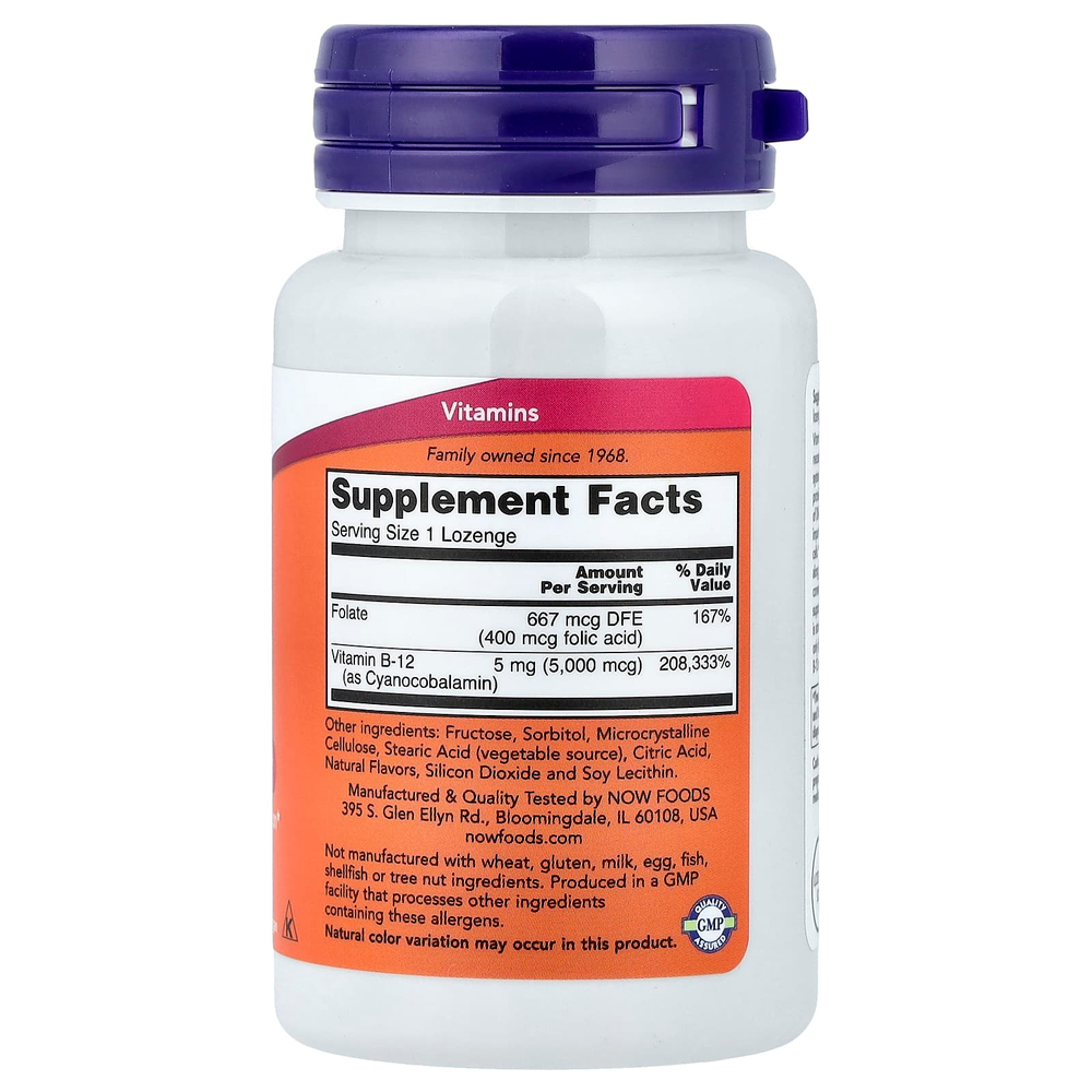 NOW Foods, витамин B12, 60 пастилок