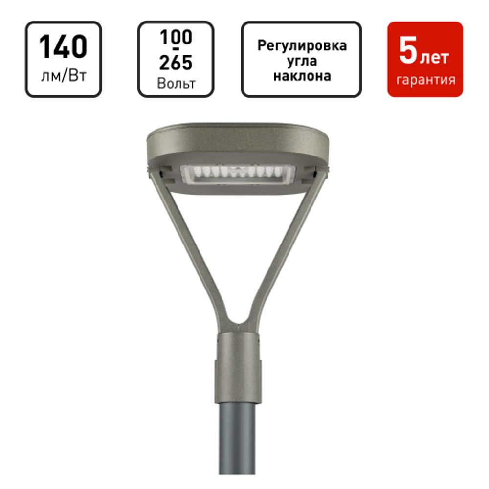 Светильник светодиодный садово-парковый ЭРА SPP-505-0-50K-050 50Вт 5000K IP65 серый | Садово-парковые светильники