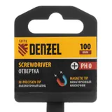 Отвертка PH0х100 мм, CrV, трехкомпонентная рукоятка Denzel — фото 5