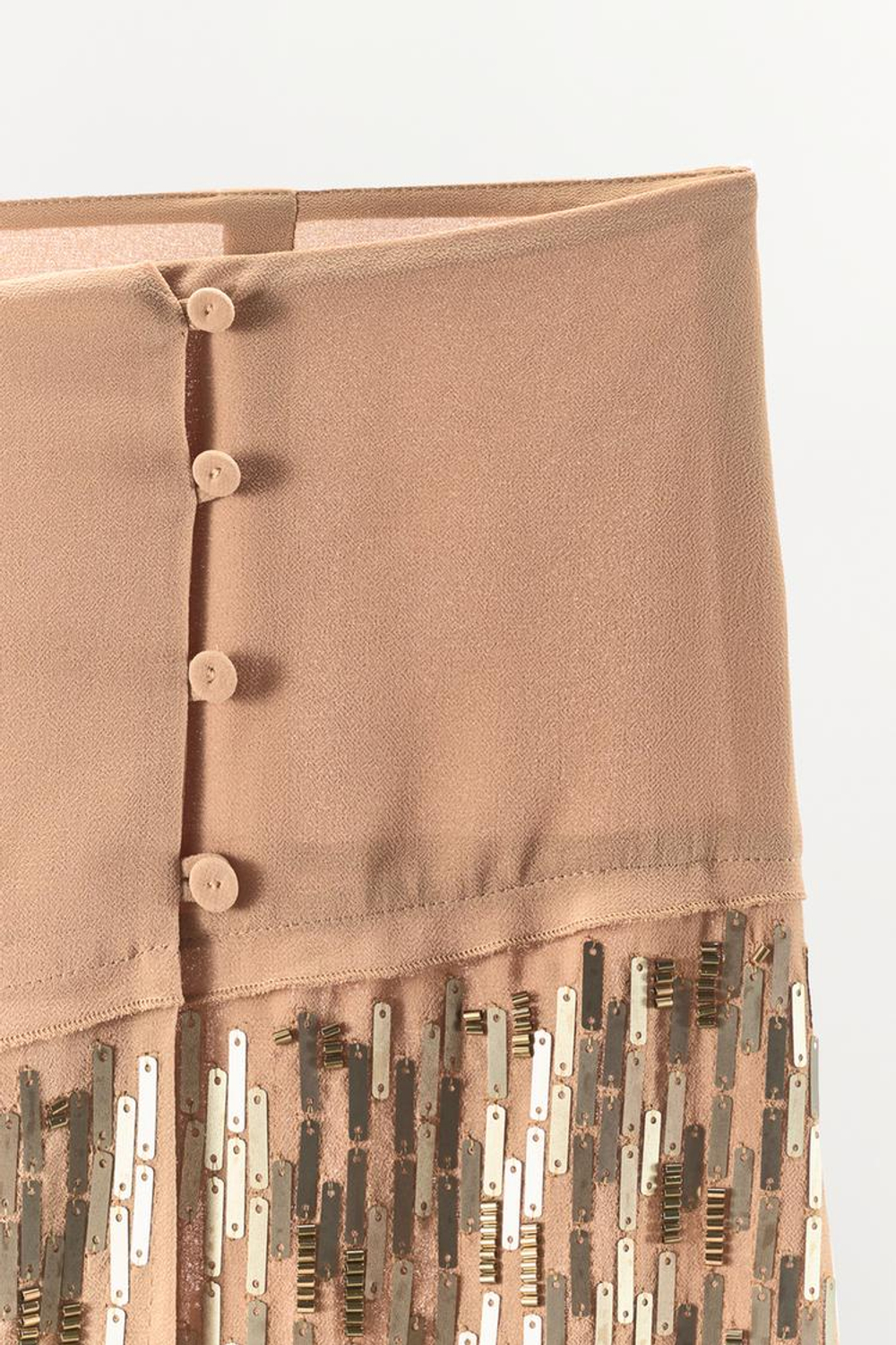 ZARA ЮБКА МИДИ С ПАЙЕТКАМИ, СВЕТЛО-КОРИЧНЕВЫЙ
