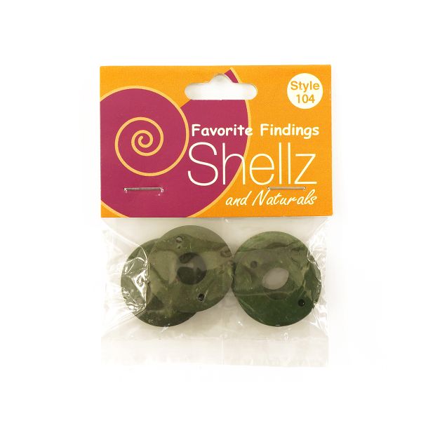 Пуговицы кокос 2 прокола, Shellz & Natural Coconut Ring, зеленый, 4 шт, Blumenthal Lansing