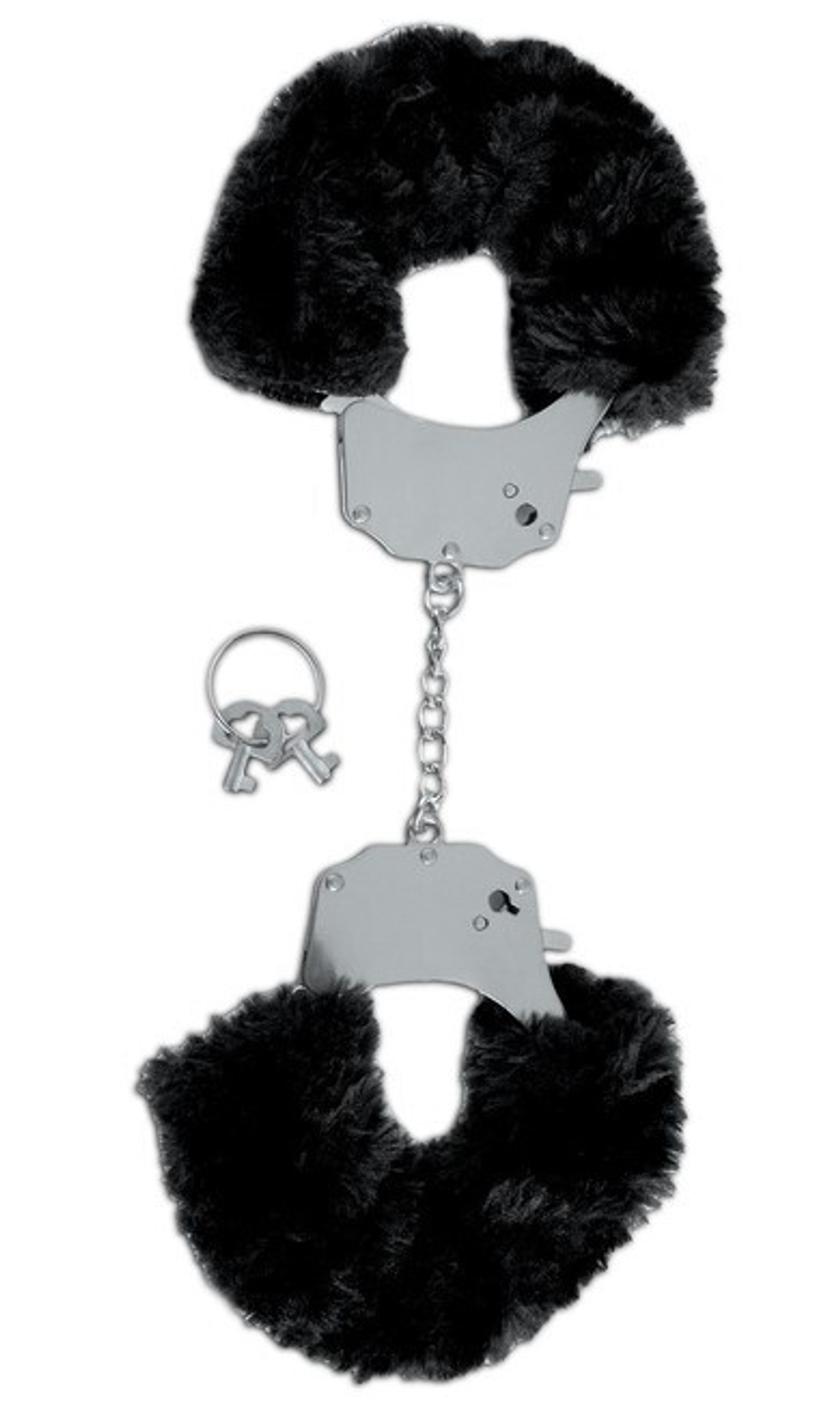 Черные меховые наручники Furry Cuffs (Цвет: черный, серебряный)
