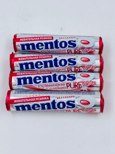 Mentos жевательная резинка Pure White вкус Клубника, (15,5х4) 62 г