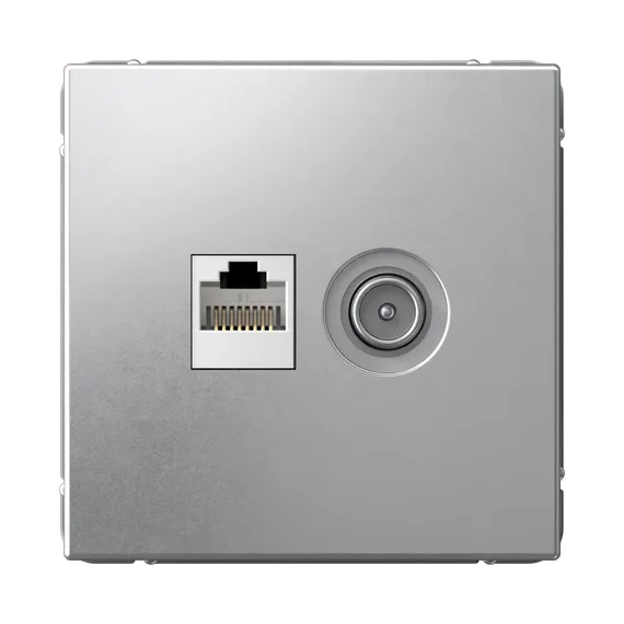 Розетка мультимедийная двойная ТВ + компьютерная RJ45, Cat 5e Systeme Electric ArtGallery Алюминий GAL000389