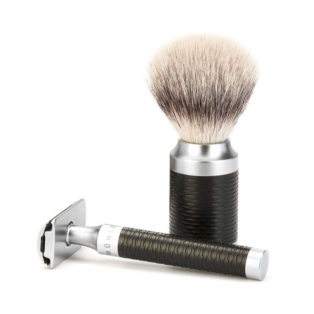 Т-образная бритва MUEHLE ROCCA, сталь, черный акцент, closed comb (R 96)