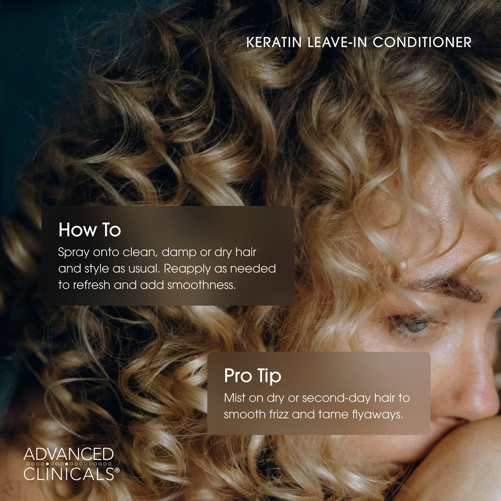Advanced Clinicals, Keratin Smooth & Shine, несмываемый кондиционер для гладкости и блеска волос, 237 мл (8 жидк. унций)