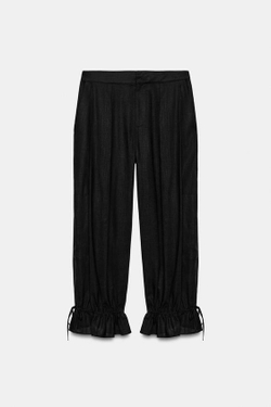 ZARA ШИРОКИЕ БРЮКИ С ЗАВЯЗКАМИ — ZW COLLECTION, ЧЕРНЫЙ