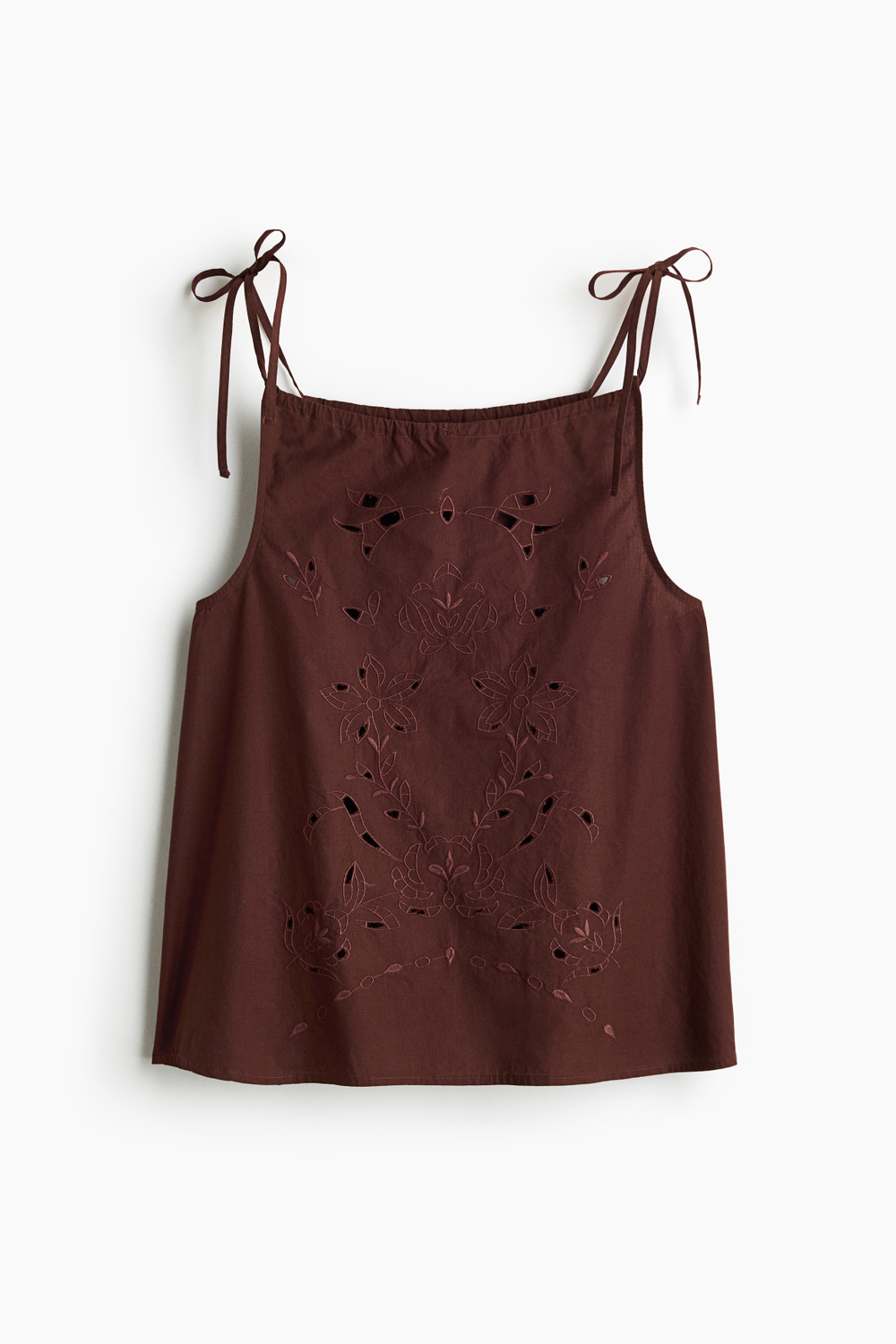 Топ с вышивкой и завязками на бретелях - H&M