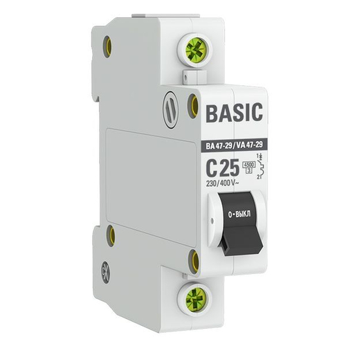 Автоматический выключатель 1P 25А (C) 4,5кА ВА 47-29 EKF Basic (3 шт)