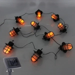 Гирлянда для улицы «Фонари» 4 м 10 ламп LED (10*8 см) чёрн.пров, 1 реж.,IP-54, Эффект горящего пламени (солнечная батарея)