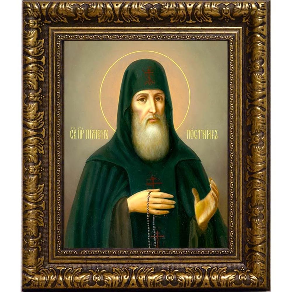 Пимен Печерский, постник, преподобный игумен. Икона на холсте.