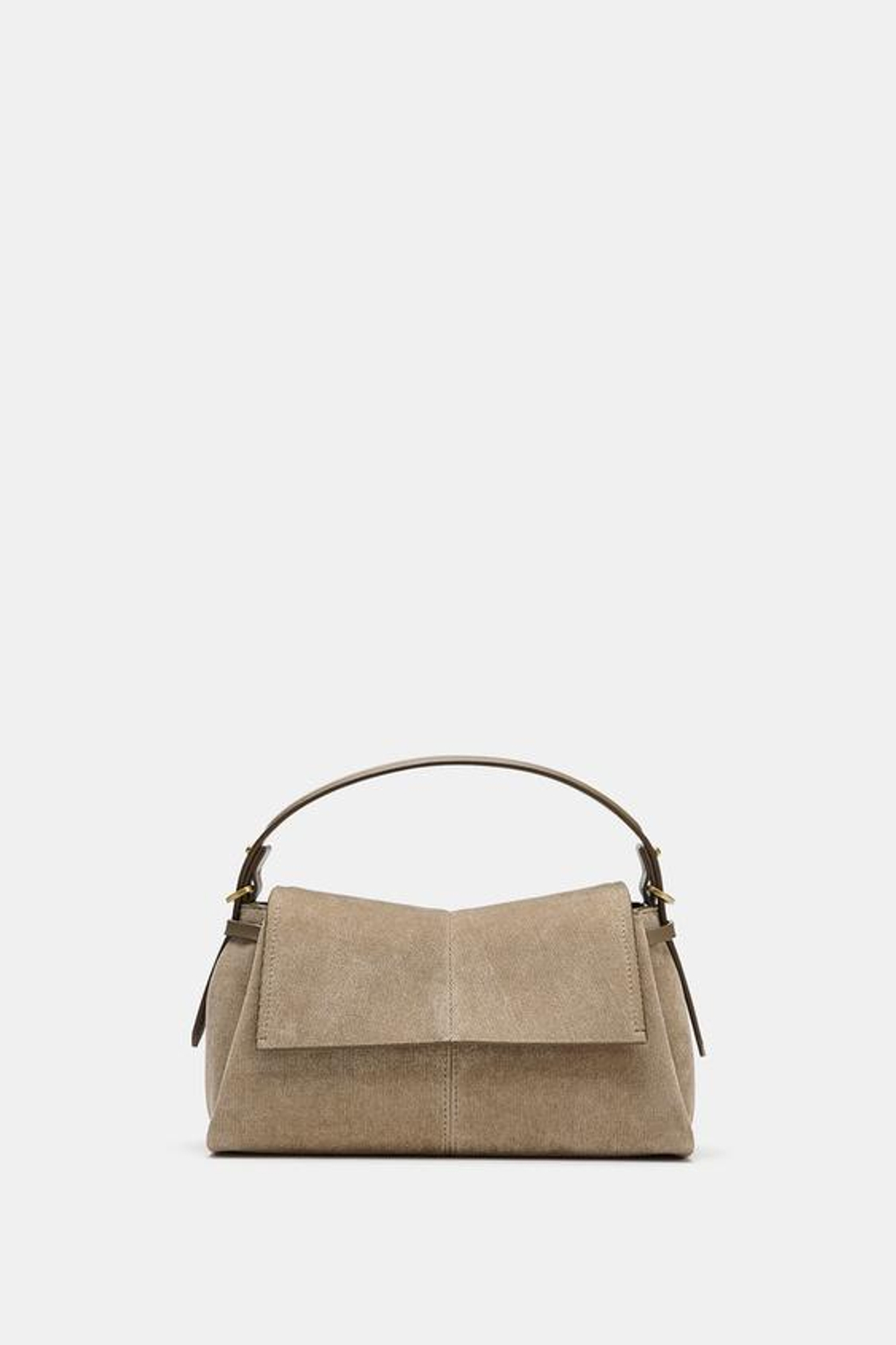 ZARA СУМКА С КЛАПАНОМ И ПЛЕЧЕВЫМ РЕМНЕМ, СЕРО-КОРИЧНЕВЫЙ