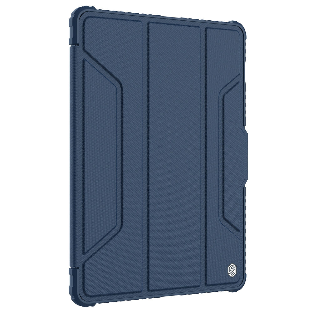 Чехол книжка синего цвета (Sapphire Blue) от Nillkin для планшета Samsung Galaxy Tab S7, серия Bumper Pro, с защитной шторкой для камеры
