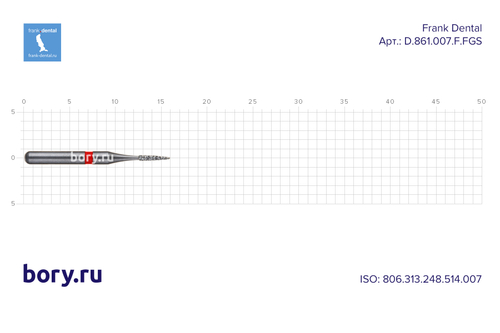 Бор алмазный красный Frank Dental типа FG - D.861.007.F.FGS