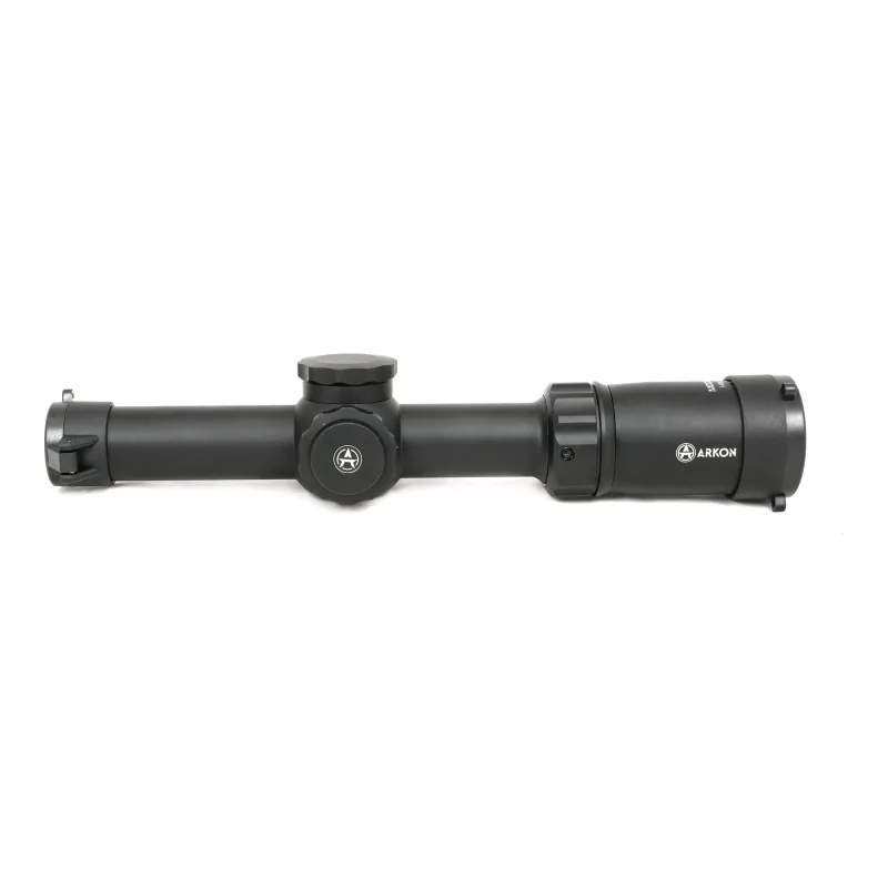 Оптический прицел ARKON Model C 1-10x24 MC9-2DMRAD - вид сбоку снизу с логотипом на барабанчике
