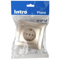 Розетка Intro Plano 1-201-04 2P 16А-250В IP20 СУ шампань | Intro Plano Шампань