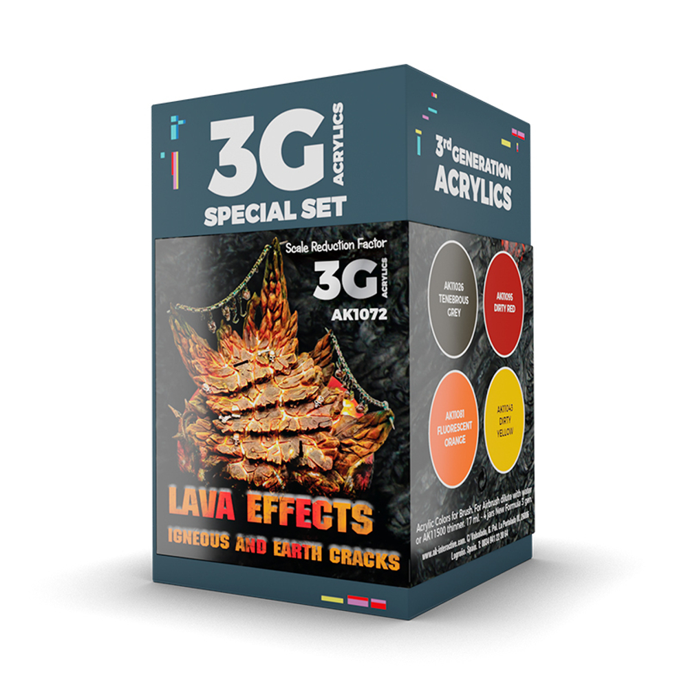 Набор красок AK interactive Wargame Color Set Lava Effects