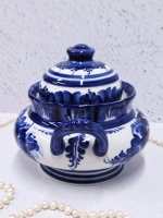 Сахарница с крышкой для соли и сахара Гжель